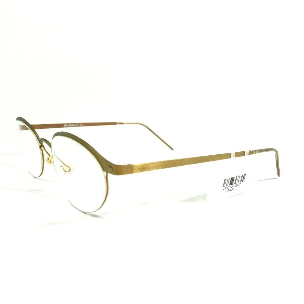 It's Titanium 603 Eyeglasses Frames Gold Round Oval Full Wire Rim 53-16-135